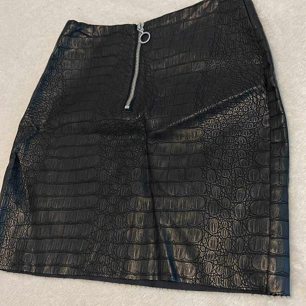 “Black Snakeskin Mini Skirt”